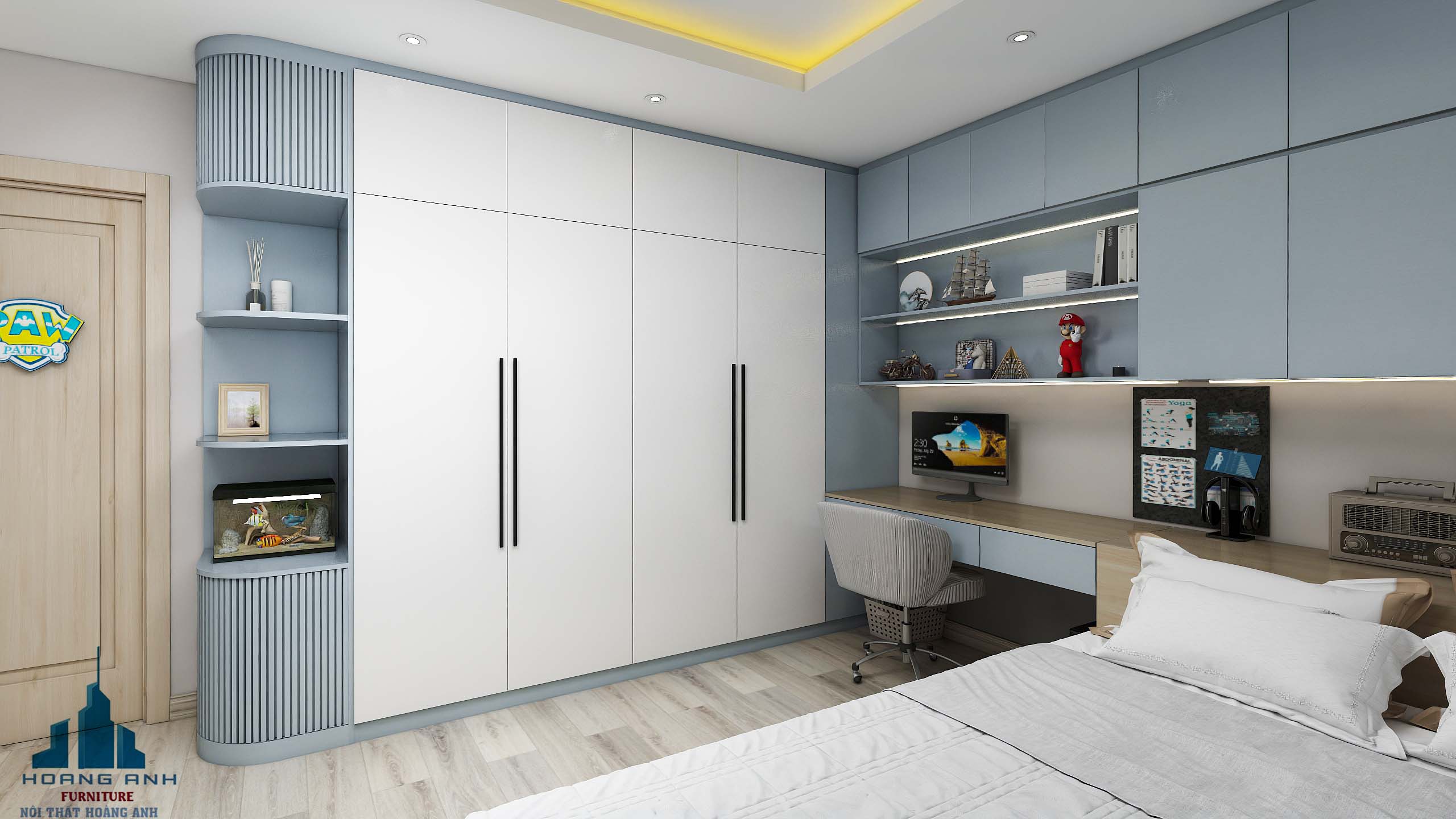 Thiết kế thi công nội thất phòng ngủ hiện đại 16-20m2 tại Ninh Bình