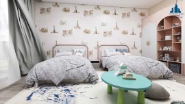 Ý tưởng thiết kế nội thất phòng ngủ cho 2 bé gái rộng 25m2