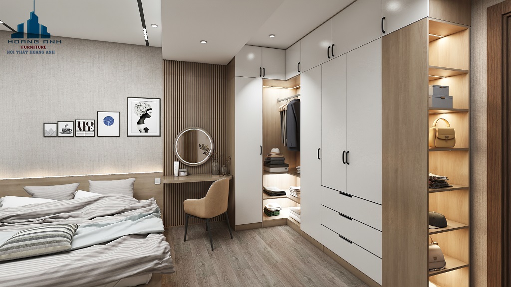 15 Mẫu thiết kế phòng ngủ hiện đại với tủ áo chữ L - Chị Phương - TP Ninh Bình
