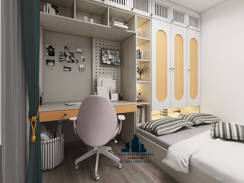 09 Mẫu thiết kế nội thất phòng ngủ nhỏ cho con gái - công trình Anh Chung Ninh Bình